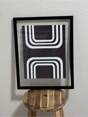 Project 62 MCM Floating Gallery Frame 15 x 19 & Black 11x14 Giclee Abstract Art